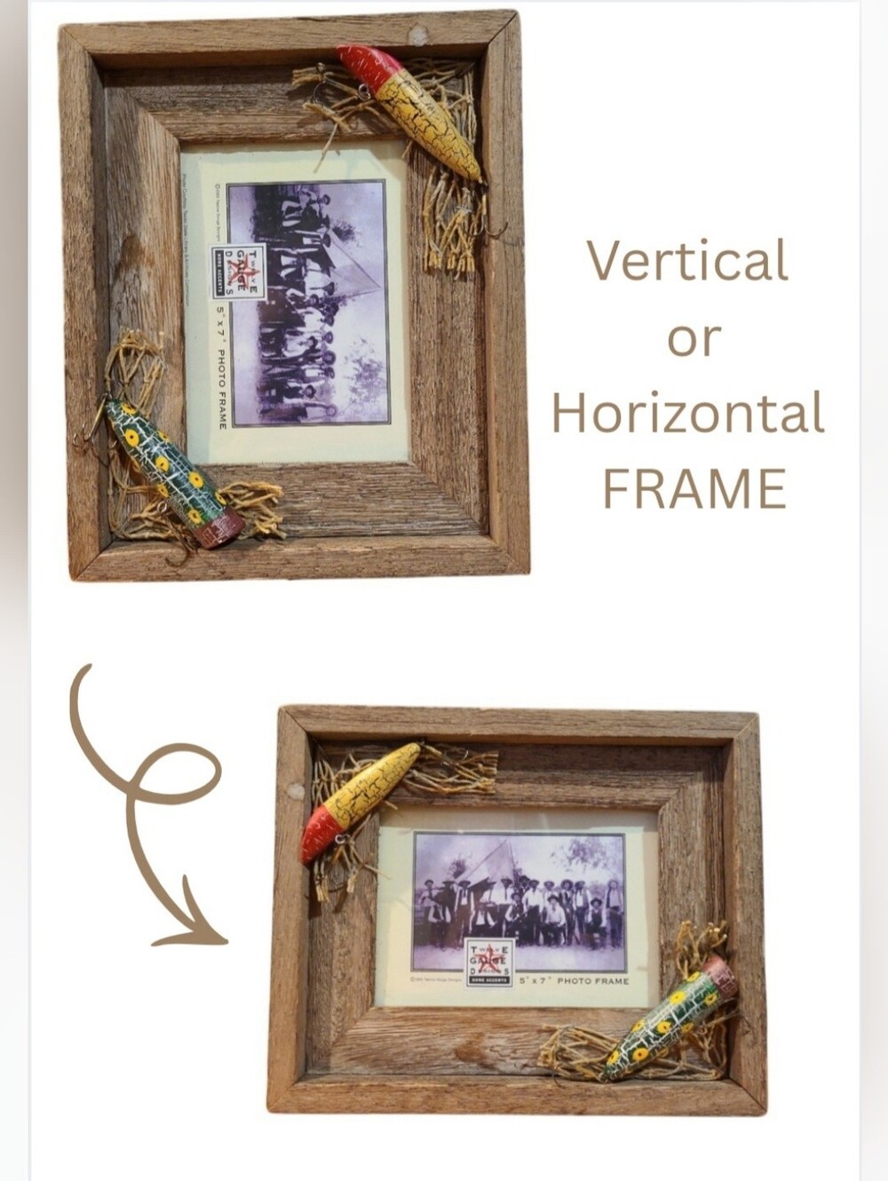 Tweleve Guage Designs Rustic Wood Photo Frame 5x7 Vertical/Horizontal Display